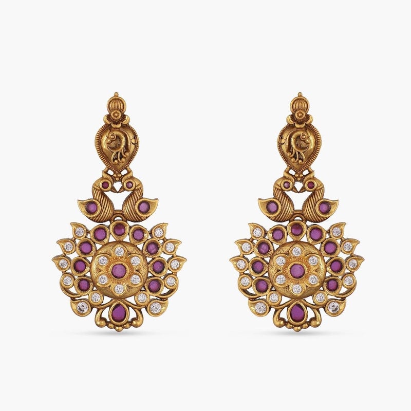 TARINIKA Antique Gold Plated Indian Long Necklace Set for Women with Jhumka, Dangle, Drop Earring Brass Traditional Wedding Desi Jewelry CZ Gemstone Bridal Necklace (Yahvi Antique) - Image 3