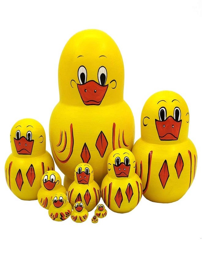 Moonmo 10pcs Animal Pattern Wooden Nesting Toys Russian Nesting Dolls Matryoshka Stacking Dolls (Duck) - Image 4