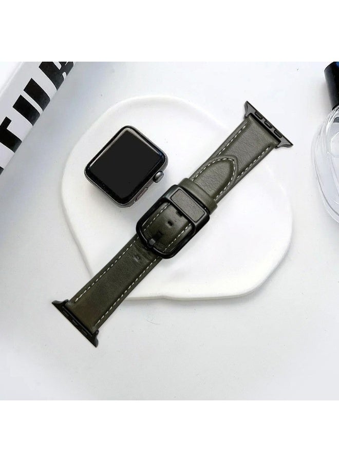 سوار جلدي متوافق مع ساعة أبل ألترا مقاسات 49 مم، 46 مم، 45 مم، 44 مم، 42 مم، سوار من الجلد الطبيعي بمشبك مغناطيسي لساعات أبل ألترا، إس إي، 2، سلسلة 8، 7، 6، 5، 4، 3، 2، 1 للرجال - Image 2