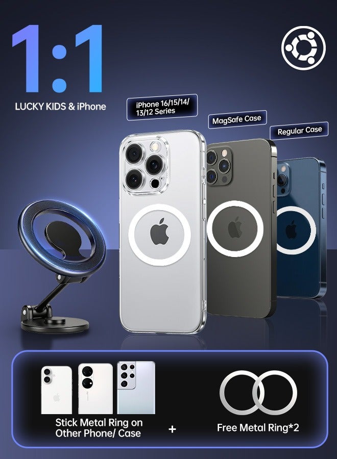 لاكي كيدز حامل هاتف سيارة MagSafe العالمي للأطفال المحظوظين - قابل للتعديل 360 درجة ، جميع المعدن القابل للطي المغناطيسي مع مغناطيسات قوية لسلسلة آيفون 16/15/14/13/12 وحالات MagSafe - Image 5
