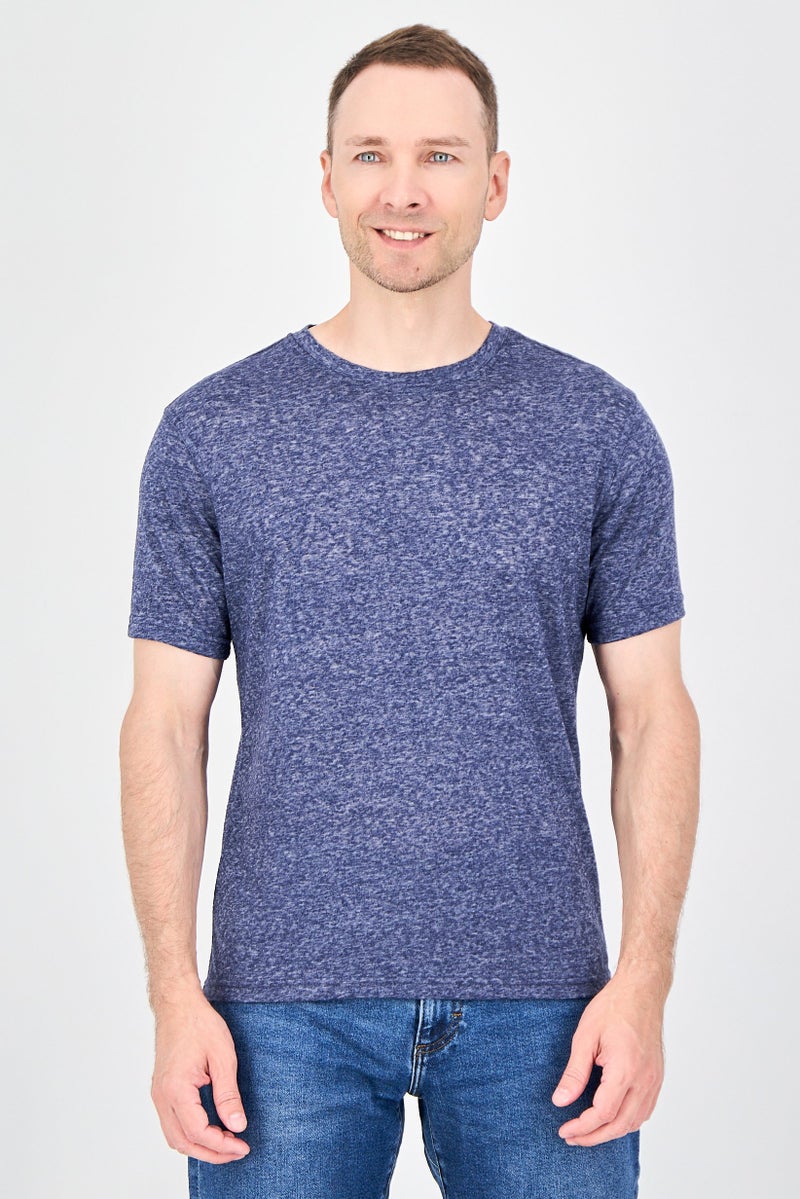 Geoffrey Beene Men Crew Neck Heather Short Sleeve T-Shirt, Navy - Image 1
