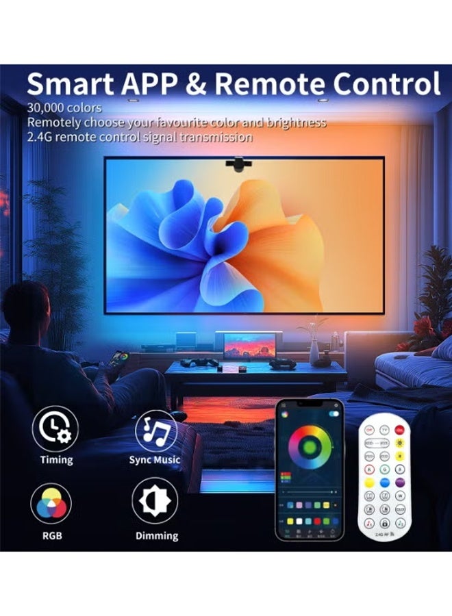 Alruht TV Backlight LED Strip, Smart RGB Backlight with App, RGB LED Strip, Voice and Remote Control, TV Background Light, IP67 Waterproof USB Light for 55-65 Inch TV, Music Sync with Dynamic Effects for Gaming and Home Theater(3.8M) - Image 2
