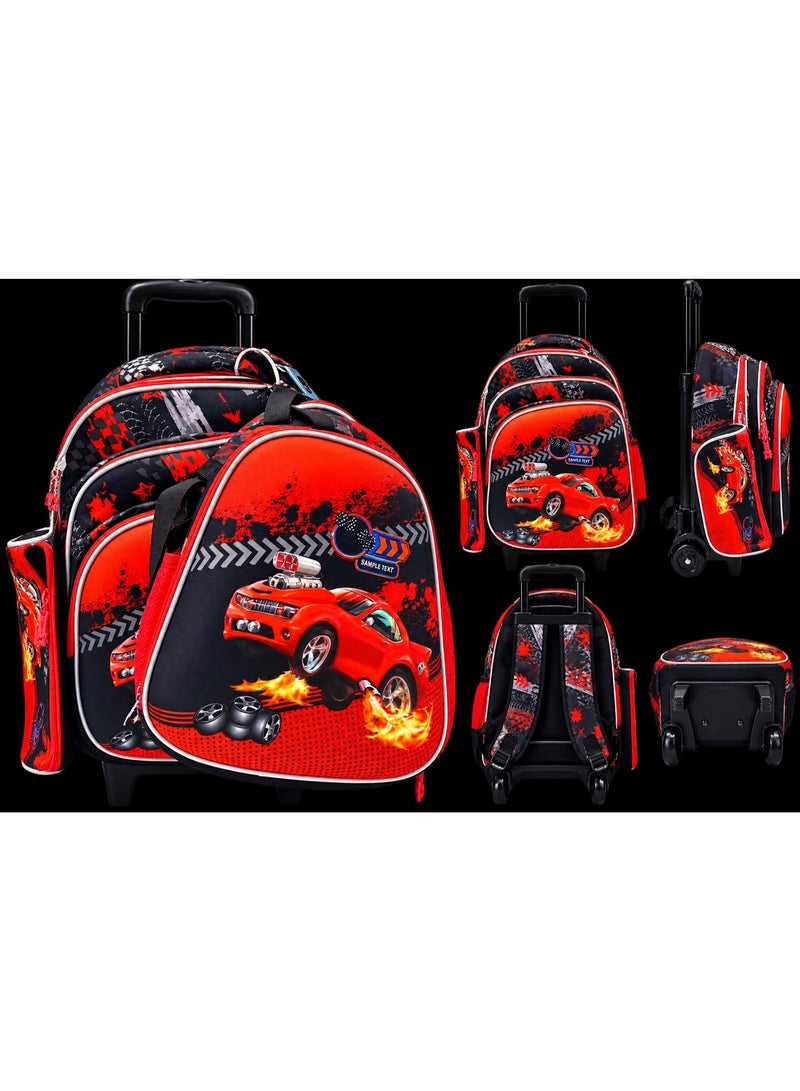 Kids' School Trolley Backpack Set, 3-in-1, Boys, Race Car Design