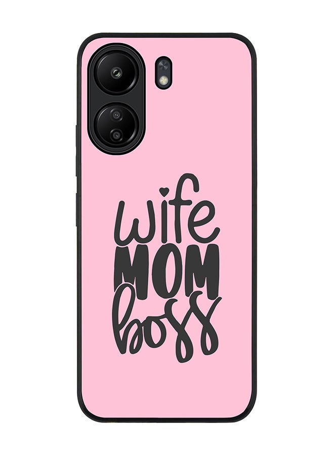 Stylizedd Rugged Black edge case for Xiaomi Poco C65, Slim fit Soft Case Flexible Rubber Edges Anti Drop TPU Gel Thin Cover- Wife Mom Boss - Image 1