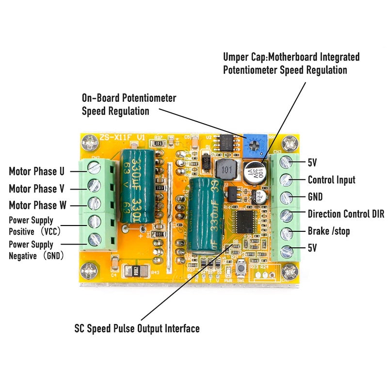RioRand 300W 5-50V PWM DC Brushless Electric Motor Speed Controller with Hall-Less - Image 4