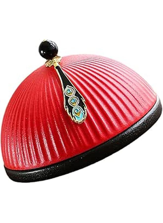 Red Vintage Hat Shaped Ashtray with Lid Desktop Ash Holder for Home Office Decoration - Image 1