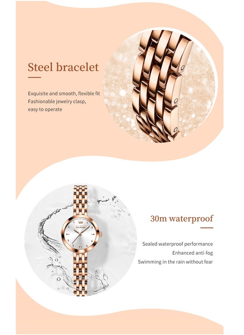 OLEVS - Watches for Women Fashion Quartz Stainless Steel Water Resistant Watch Gold 9992 - Image 1