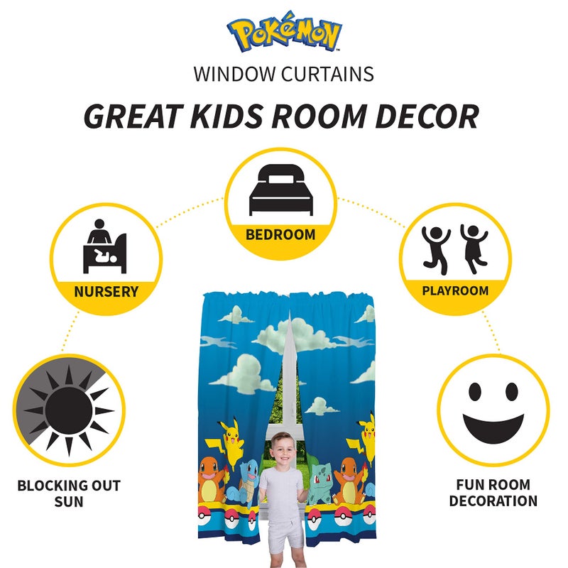 Franco PokÃ©mon Gamer Kids Room Window Curtain Panels Drapes Set, 82 in x 63 in, (Officially Licensed Product) by Franco - Image 3