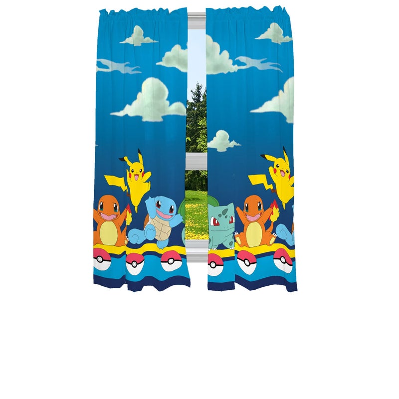 Franco PokÃ©mon Gamer Kids Room Window Curtain Panels Drapes Set, 82 in x 63 in, (Officially Licensed Product) by Franco - Image 1