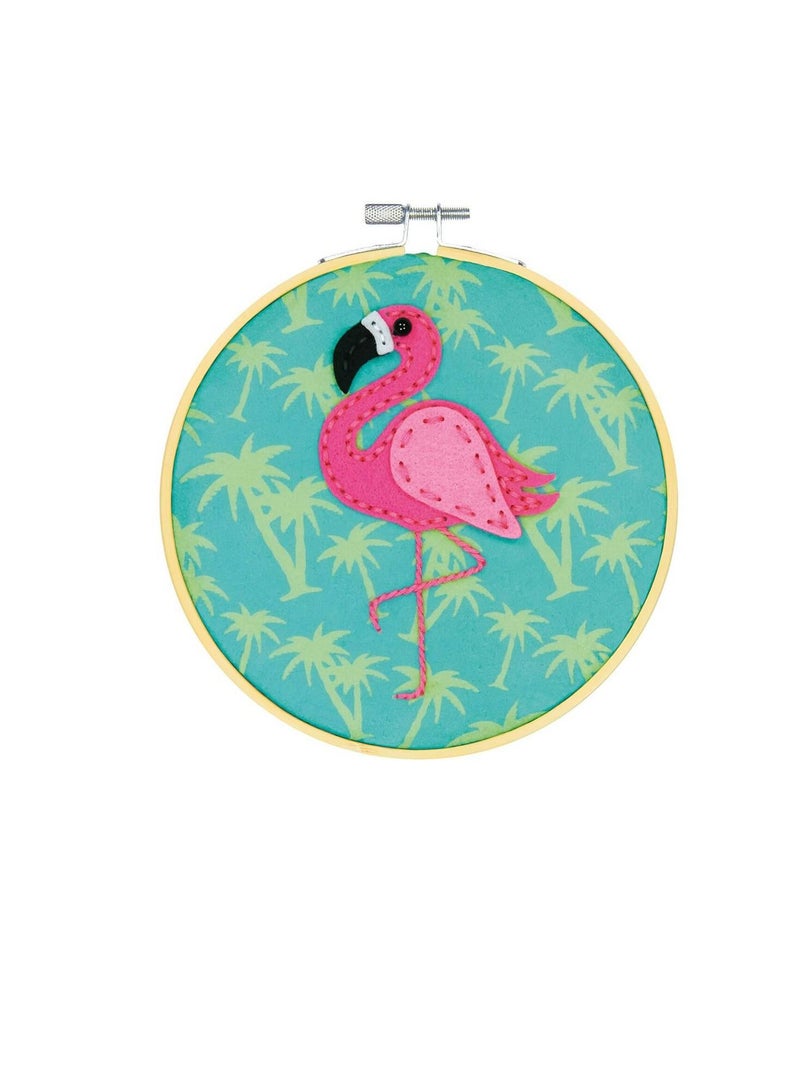 ART Felt Applique Kit 6 inch Round Flamingo - Image 3