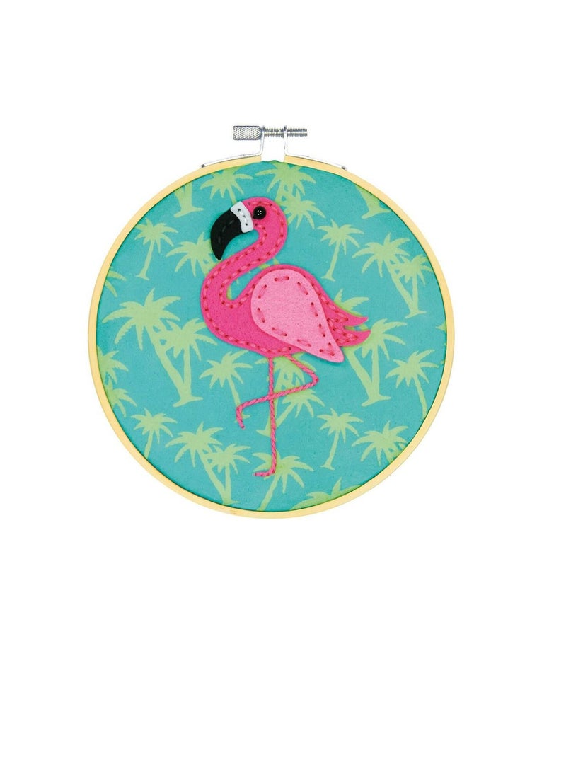ART Felt Applique Kit 6 inch Round Flamingo - Image 1