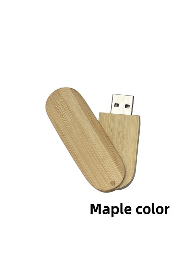 Bamboo Wood U Disk 16g32g Rotating Bamboo Wood U Disk Laser Carved LOGO Ebony Maple Walnut Material-Color:Natural Bamboo U Disk-Capacity:128GB  - Image 1