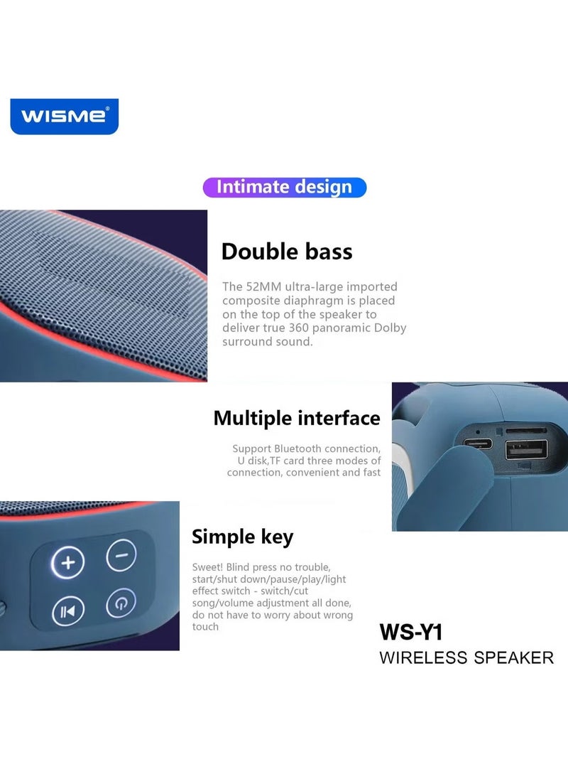 WISME WS-Y1 Portable Wireless Bluetooth Speaker with Superior Sound Quality, Multi-Functional Button Control, Convenient Strap for Easy Carrying – Compact & Stylish Design  - Image 3