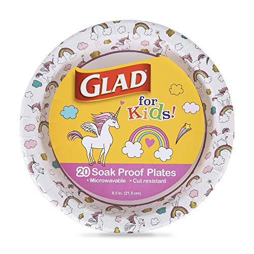 Glad for Kids Unicorn Paper Plates  Heavy Duty Disposable Party Plates Colorful Design for Birthday Parties Zoo Pals Kids Paper Plates Bulk Pack of 20 85 Inch