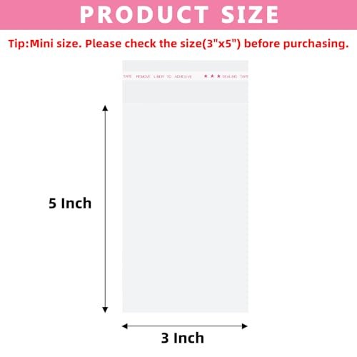 Morepack Self Sealing Cellophane Bags,3x5 Inches 200 Pcs Clear Cookie Bags Resealable Cellophane Bag for Packaging Cookies,Favors, Products,Candy (Mini Size) - Image 2