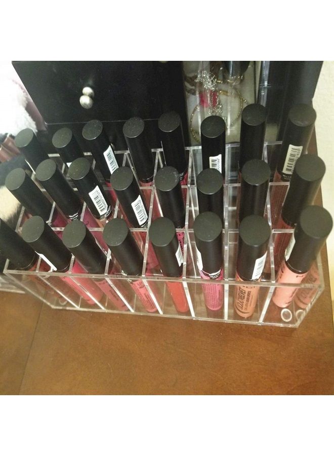 BBDOU Acrylic Lip Gloss Holder Organizer, Lipstick Holder, 24 Slots Makeup Lip Gloss Lipstick Brushes Storage Display Case - Image 5