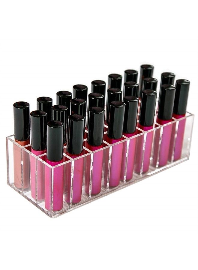 BBDOU Acrylic Lip Gloss Holder Organizer, Lipstick Holder, 24 Slots Makeup Lip Gloss Lipstick Brushes Storage Display Case - Image 1