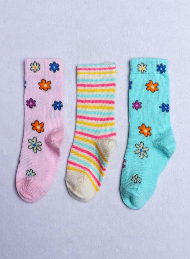 موستانغ جوارب موستانج بتصميم مطبوعات متنوعة (عبوة من 3 جوارب) - جوارب قطنية أنيقة ونابضة بالحياة للأطفال | أنماط مرحة لراحة يومية | من 0 إلى 6 أشهر - Image 5