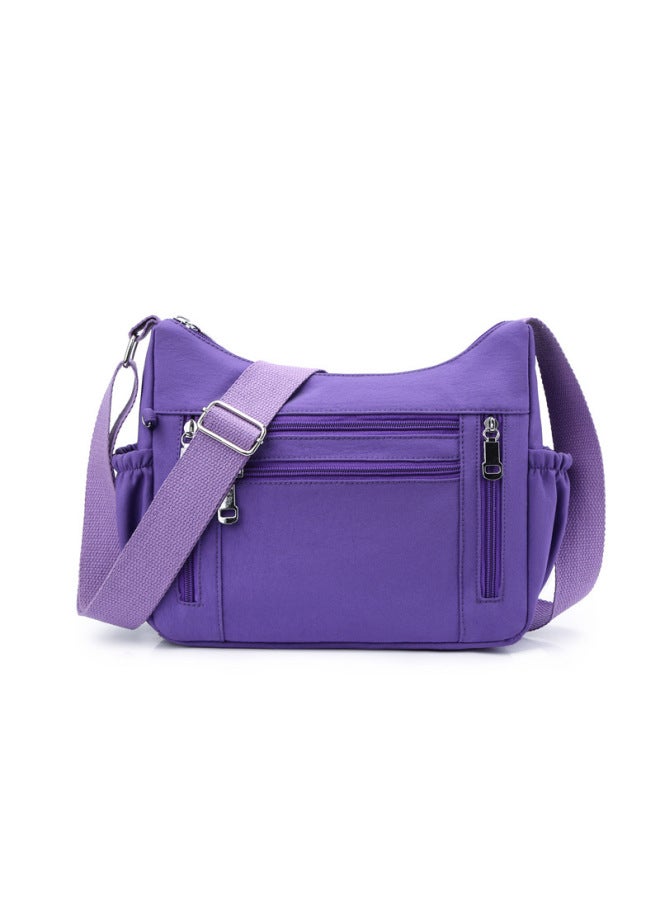 Oxford Cloth Small Bag 2021 Casual Women's Bag Multi-zipper Messenger Bag Large Capacity Waterproof Shoulder Bag-Color:Purple - Image 1