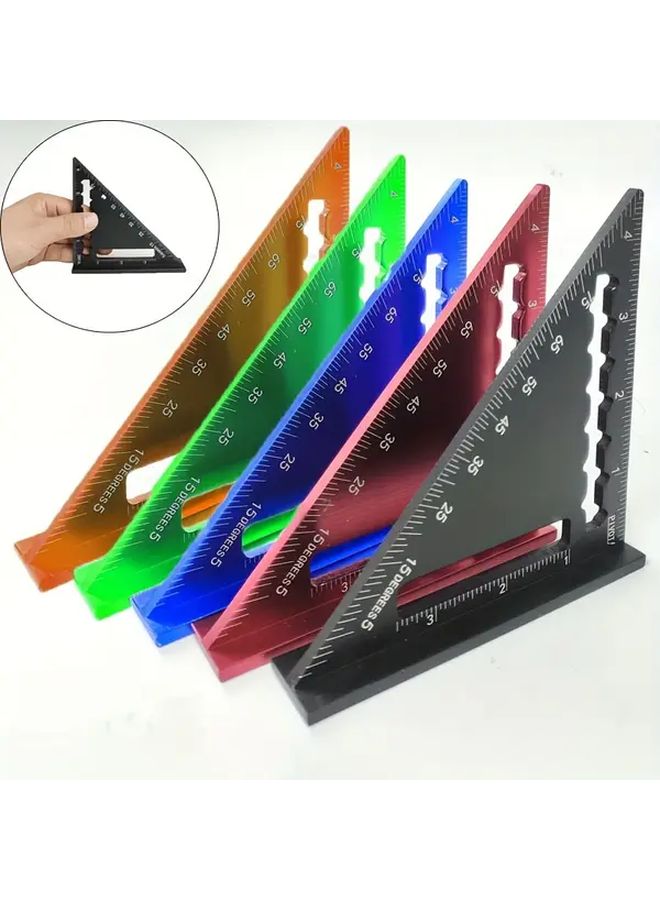Blue Portable Aluminum Alloy Triangle Ruler 90 Degree Angle Measuring Tool for Woodworking Carpentry - Image 2