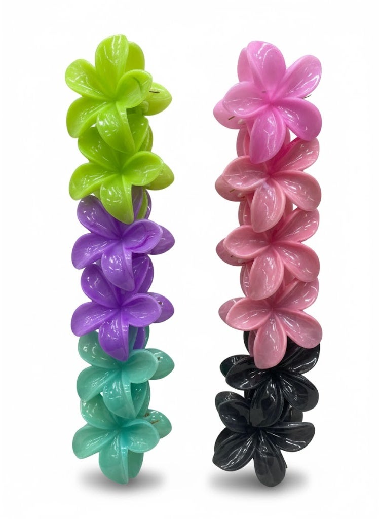 Sky Shine 6 Pcs Multicolor Hawaiian Plumeria Flower Hair Claw Clips for Women | Large Non-Slip Floral Hair Clips | Cute Summer Hair Accessories for Thick and Thin Hair - Image 2