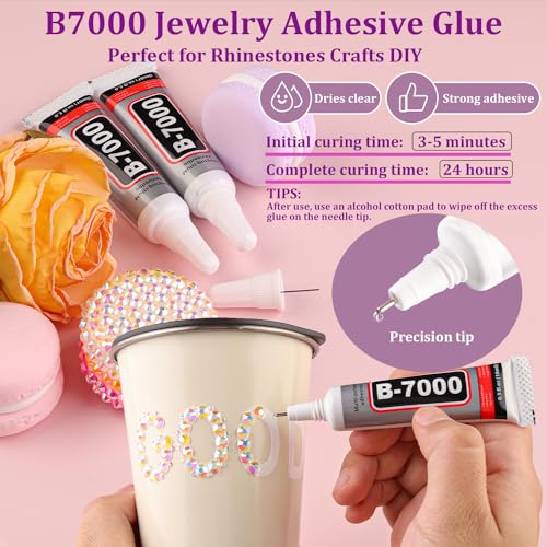 TINKRSTUFF 3000Pcs 5mm Resin Jelly Rhinestones with 1Pcs 10ml B7000 Jewelry Glue for Crafting, Transparent AB Flatback Gems, Bedazzling Crystal Bulk for DIY Crafts Clothing Tumblers Shoes Nail Art Fabric - Image 5