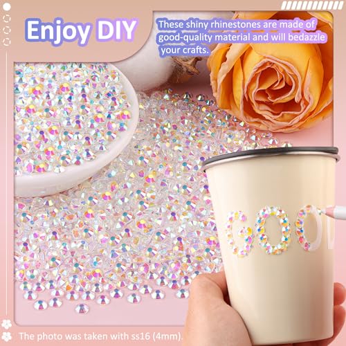 TINKRSTUFF 3000Pcs 5mm Resin Jelly Rhinestones with 1Pcs 10ml B7000 Jewelry Glue for Crafting, Transparent AB Flatback Gems, Bedazzling Crystal Bulk for DIY Crafts Clothing Tumblers Shoes Nail Art Fabric - Image 4