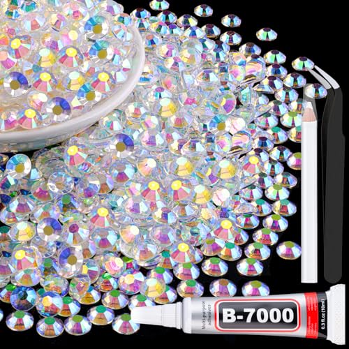 TINKRSTUFF 3000Pcs 5mm Resin Jelly Rhinestones with 1Pcs 10ml B7000 Jewelry Glue for Crafting, Transparent AB Flatback Gems, Bedazzling Crystal Bulk for DIY Crafts Clothing Tumblers Shoes Nail Art Fabric - Image 1