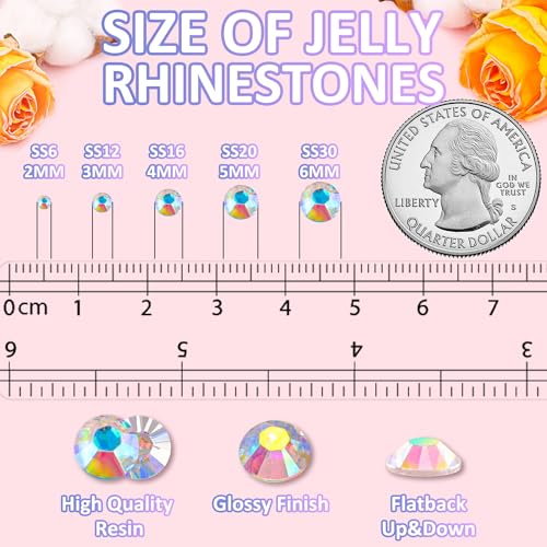 TINKRSTUFF 3000Pcs 5mm Resin Jelly Rhinestones with 1Pcs 10ml B7000 Jewelry Glue for Crafting, Transparent AB Flatback Gems, Bedazzling Crystal Bulk for DIY Crafts Clothing Tumblers Shoes Nail Art Fabric - Image 3