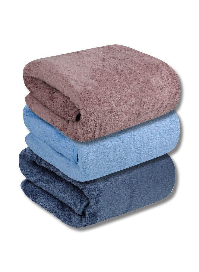 Fezora Blue & Mauve Set of 3 450 GSM Bath Towels - Image 1