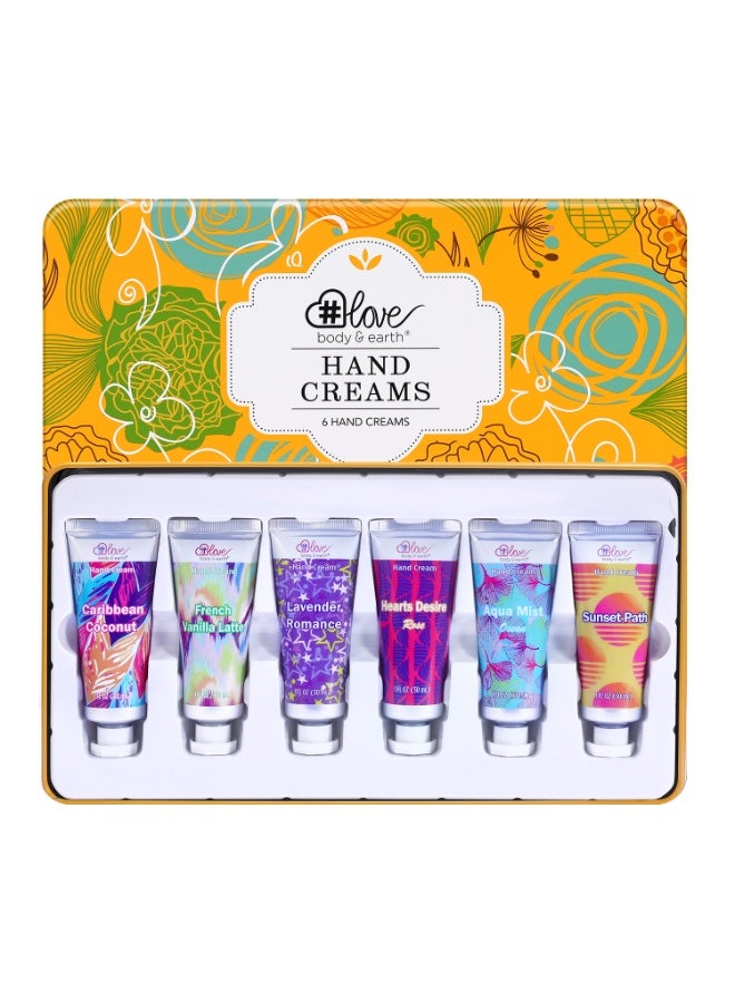 BODY & EARTH 6 PACK Hand Cream Gift Set for Women, Hand Lotion for Dry Cracked Hands, Moisturizing Travel Size Hand Cream for Women with Natural Scents  - Image 1