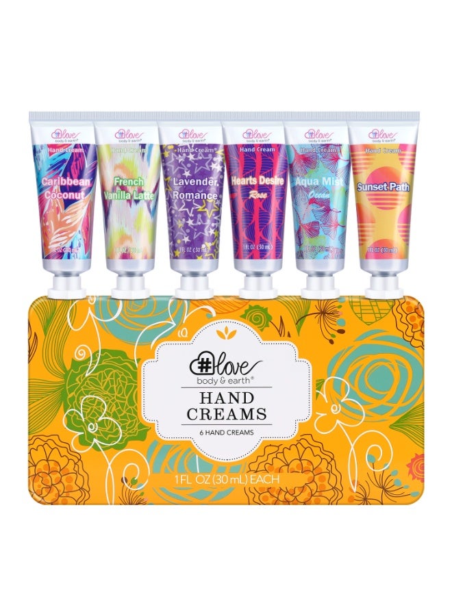 BODY & EARTH 6 PACK Hand Cream Gift Set for Women, Hand Lotion for Dry Cracked Hands, Moisturizing Travel Size Hand Cream for Women with Natural Scents  - Image 2