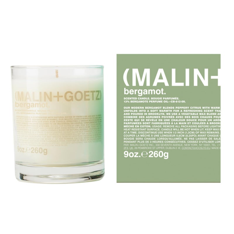 (MALIN+GOETZ) شمعة مالين + غوتز برغموت، 9 أونصة - رائحة مشرقة ومنعشة، شمعة معطرة، مزيج شمع نباتي طبيعي، نباتية وخالية من القسوة، شمعة بفتيلة واحدة، تدوم 60 ساعة - Image 1
