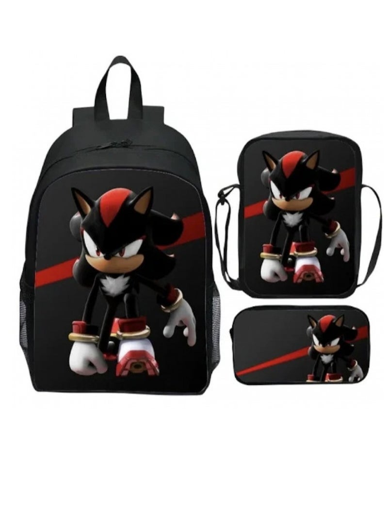 General - 3-Piece Cartoon SONIC 3D Print Backpack Set - Image 1