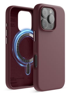 Elago Magnetic Liquid Silicone for iPhone 16 Pro MAX Case Cover Compatible with MagSafe Shockproof - Burgundy  - Image 1