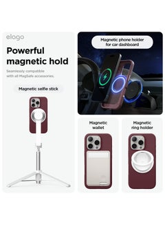 Elago Magnetic Liquid Silicone for iPhone 16 Pro MAX Case Cover Compatible with MagSafe Shockproof - Burgundy  - Image 2
