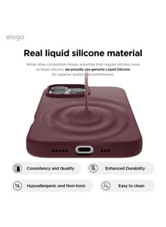 Elago Magnetic Liquid Silicone for iPhone 16 Pro MAX Case Cover Compatible with MagSafe Shockproof - Burgundy  - Image 3