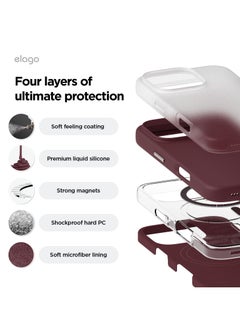 Elago Magnetic Liquid Silicone for iPhone 16 Pro MAX Case Cover Compatible with MagSafe Shockproof - Burgundy  - Image 5