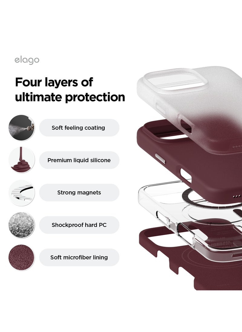 Elago - Magnetic Liquid Silicone for iPhone 16 Pro MAX Case Cover Compatible with MagSafe Shockproof - Burgundy - Image 1