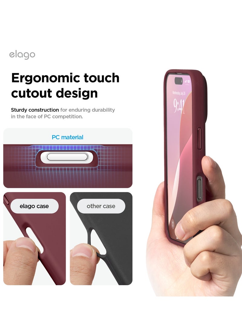 Elago - Magnetic Liquid Silicone for iPhone 16 Pro MAX Case Cover Compatible with MagSafe Shockproof - Burgundy - Image 1