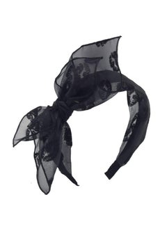 ldreamam MHDGG Bow Headband Knotted Headband for Women Girls,Solid Colors Gauze Lips Wide Headbands Twist Bow Turban Headwrap Rabbit Ears Hairband with Cloth Wrapped Headwear,Black  - Image 1