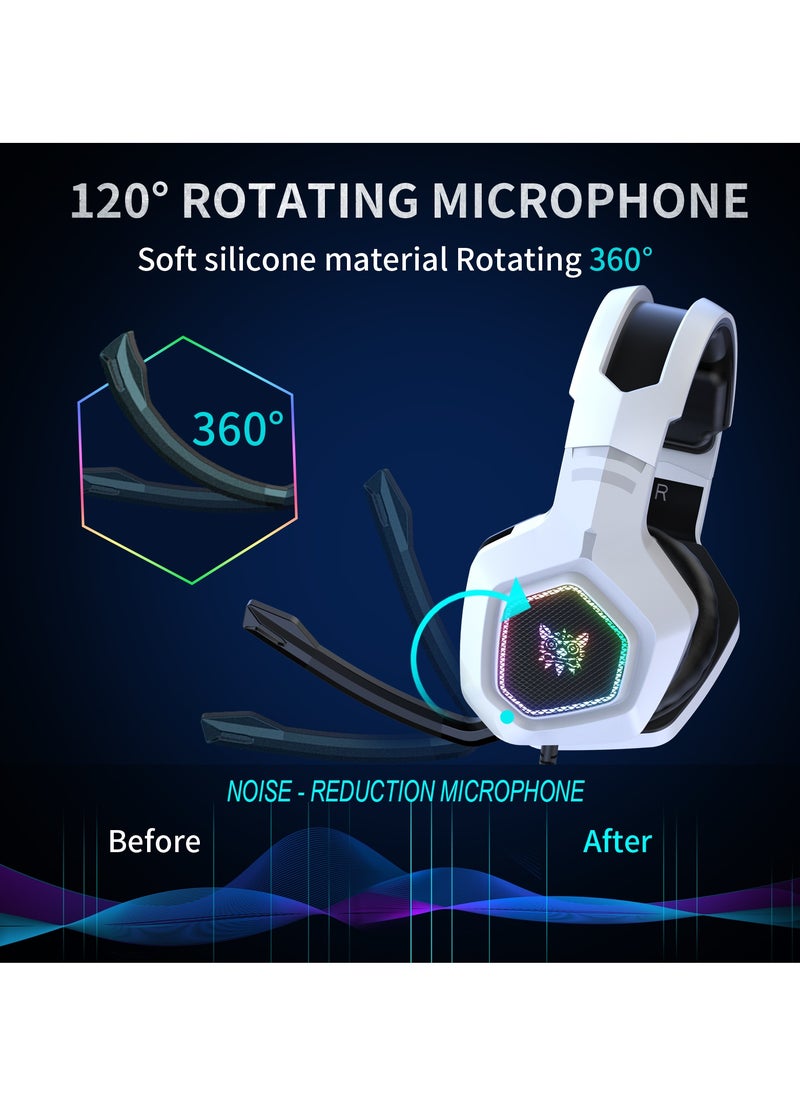 onikuma K10 Professional Gaming Headset Surround Sound Music Earphone With Microphone RGB 3.5MM Wired Headphones for PC XBOX PS4  - Image 3