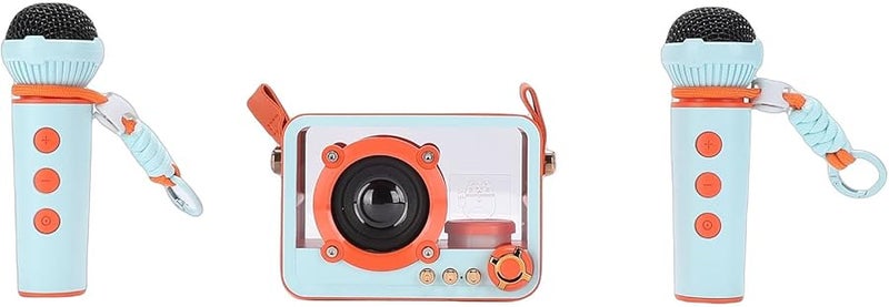 SUNGOOYUE Portable Karaoke Machine Speaker With 2 Wireless Microphones For Home Party Outdoor Orange - Image 2