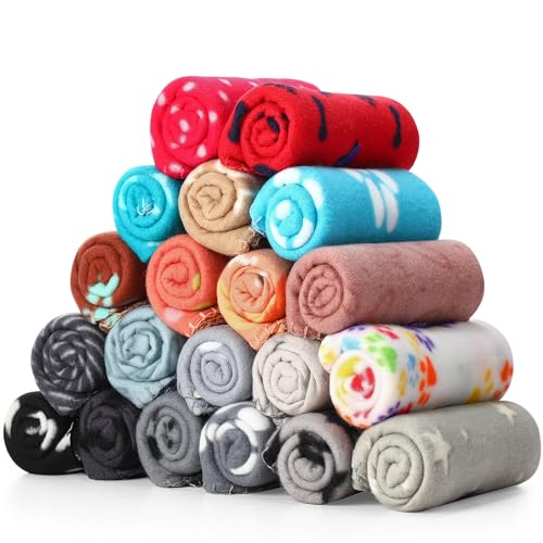 Eccliy 20 Pcs Puppy Blanket Pet Soft Fleece Dog Blankets Warm Felt Throw Sleep Mat Bed Covers for Doggie Puppy Pet Dogs Cat 20 Styles236 x 276 InchMix - Image 1