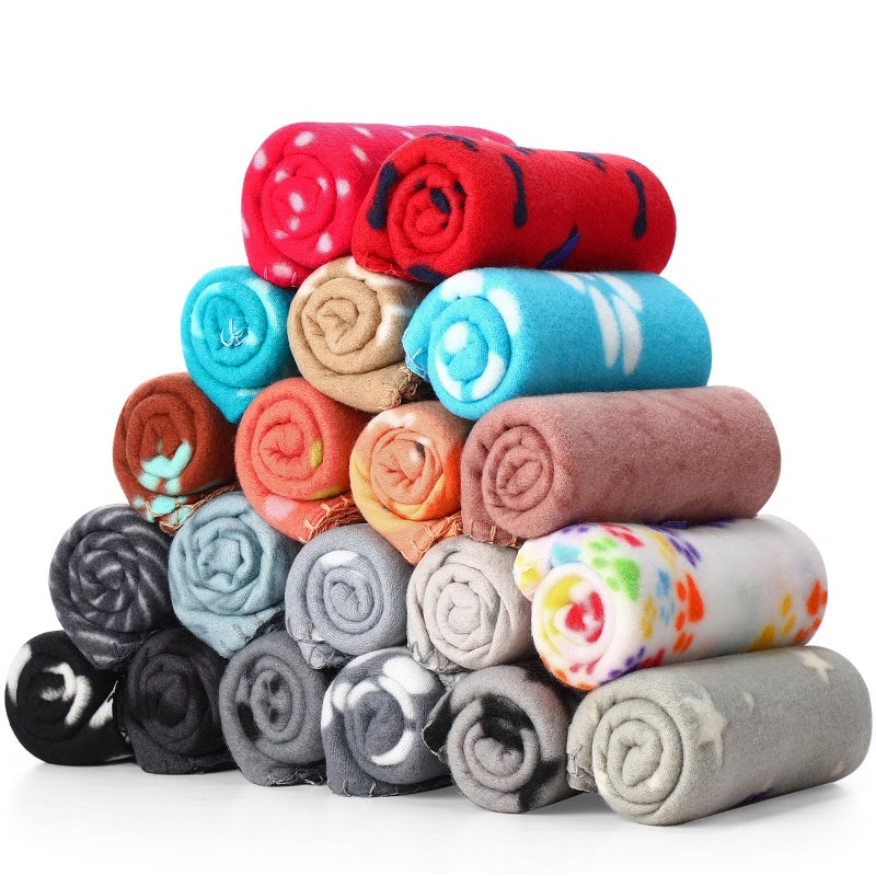 Eccliy 20 Pcs Puppy Blanket Pet Soft Fleece Dog Blankets Warm Felt Throw Sleep Mat Bed Covers for Doggie Puppy Pet Dogs Cat 20 Styles236 x 276 InchMix - Image 2