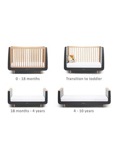 Snuz Kot Skandi Cot Bed For Infant And Baby Bedding/Sleeping, Easly Convert To Toddler Bed, Made of Sustainably Sourced Wood , From 0 M To 10 Years , Dimensions W72 X L133Cm X H89Cm - Slate  - Image 3