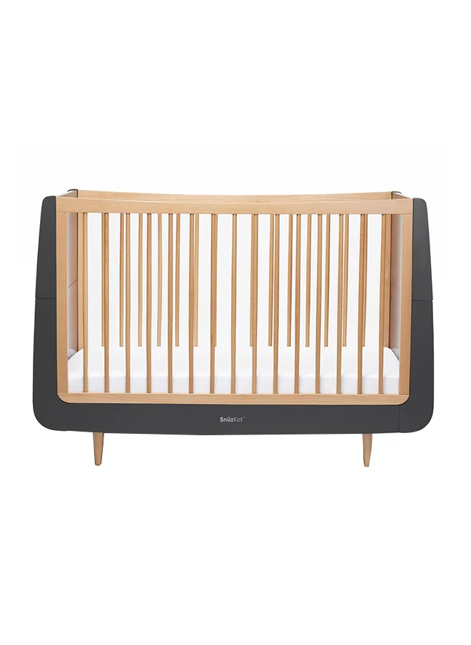 Snuz Kot Skandi Cot Bed For Infant And Baby Bedding/Sleeping, Easly Convert To Toddler Bed, Made of Sustainably Sourced Wood , From 0 M To 10 Years , Dimensions W72 X L133Cm X H89Cm - Slate