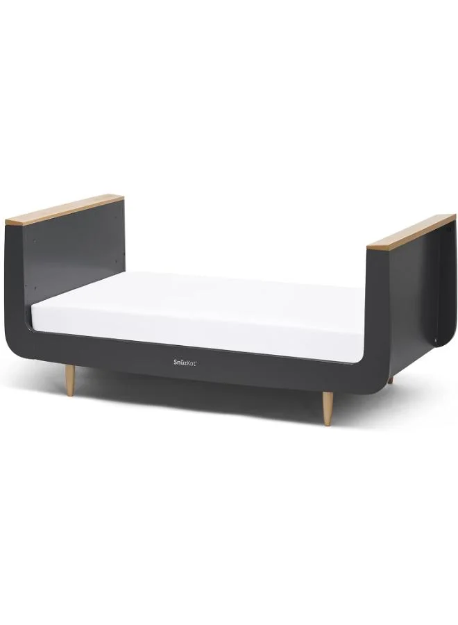 Snuz Kot Skandi Cot Bed For Infant And Baby Bedding/Sleeping, Easly Convert To Toddler Bed, Made of Sustainably Sourced Wood , From 0 M To 10 Years , Dimensions W72 X L133Cm X H89Cm - Slate