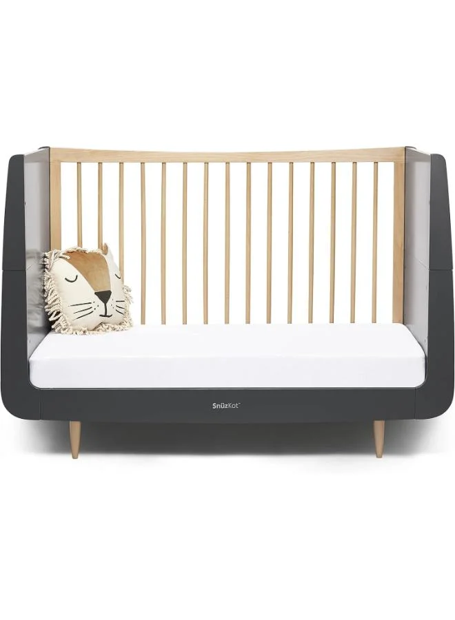 Snuz Kot Skandi Cot Bed For Infant And Baby Bedding/Sleeping, Easly Convert To Toddler Bed, Made of Sustainably Sourced Wood , From 0 M To 10 Years , Dimensions W72 X L133Cm X H89Cm - Slate