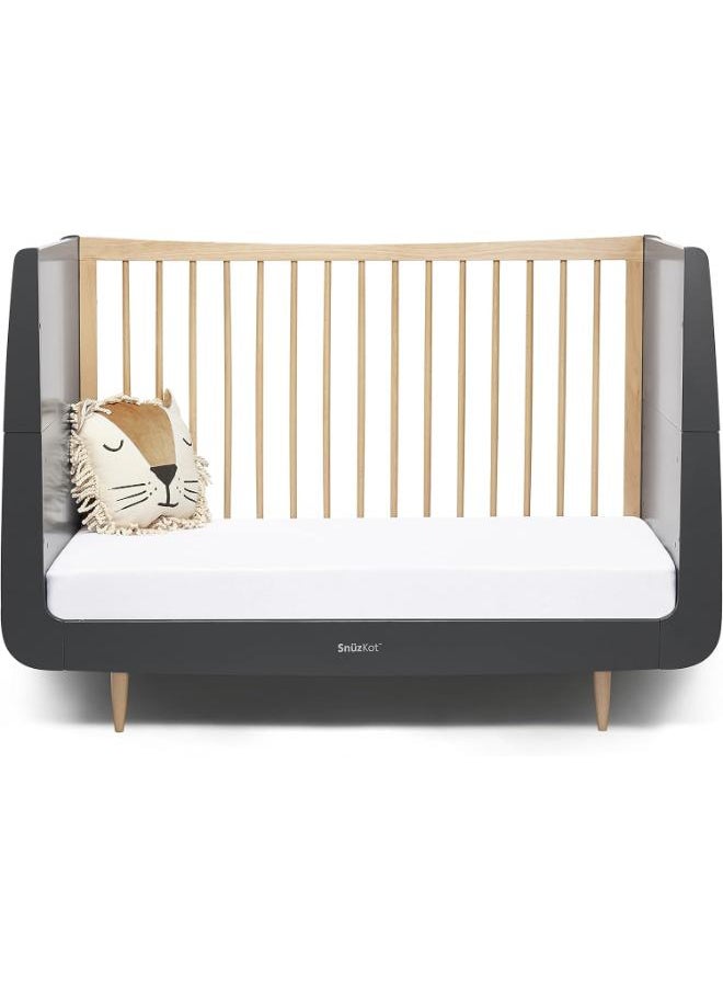 Snuz - Kot Skandi Cot Bed For Infant And Baby Bedding/Sleeping, Easly Convert To Toddler Bed, Made of Sustainably Sourced Wood , From 0 M To 10 Years , Dimensions W72 X L133Cm X H89Cm - Slate - Image 1